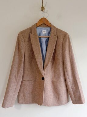 J. Crew Women's Tan Herringbone Single-Button Blazer